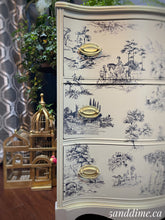 Load image into Gallery viewer, Cottage Toile Serpentine Front Chest of Drawers