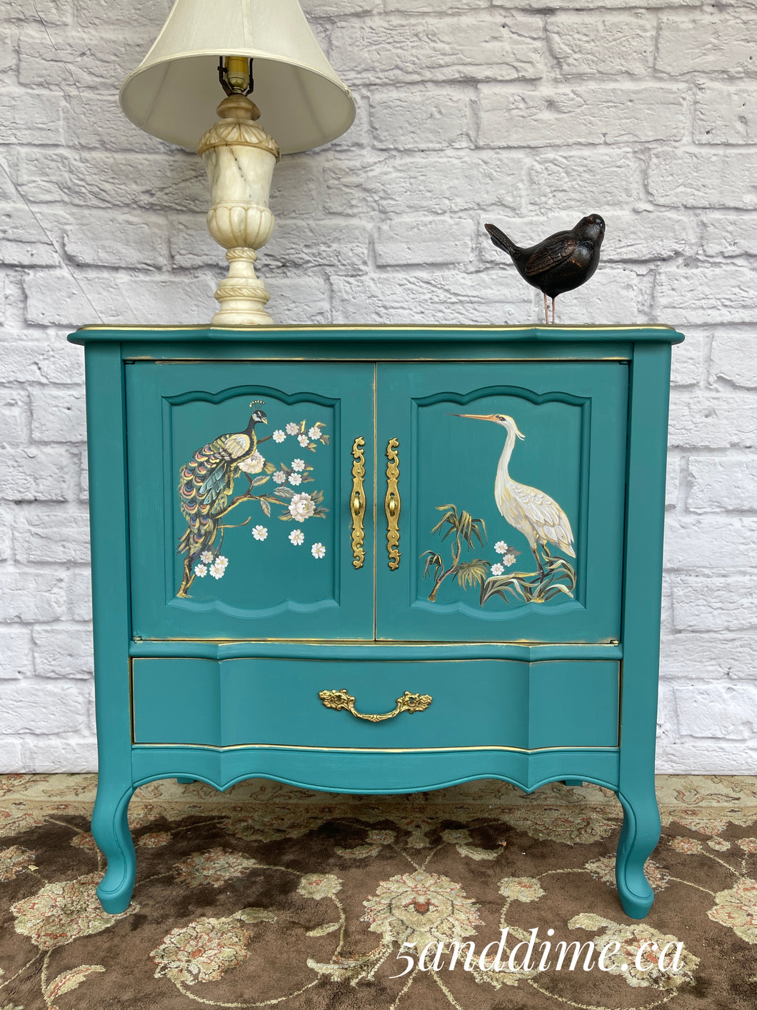 Upcycled Deco Birds Cabinet