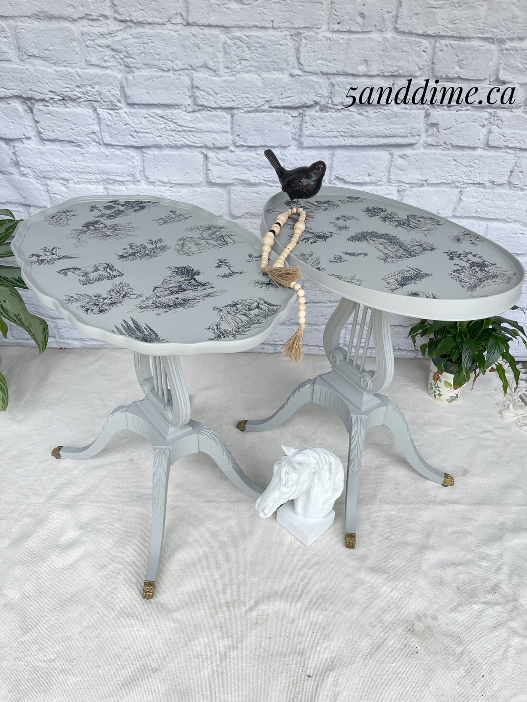 Cottage Toile Sister Tables (2)