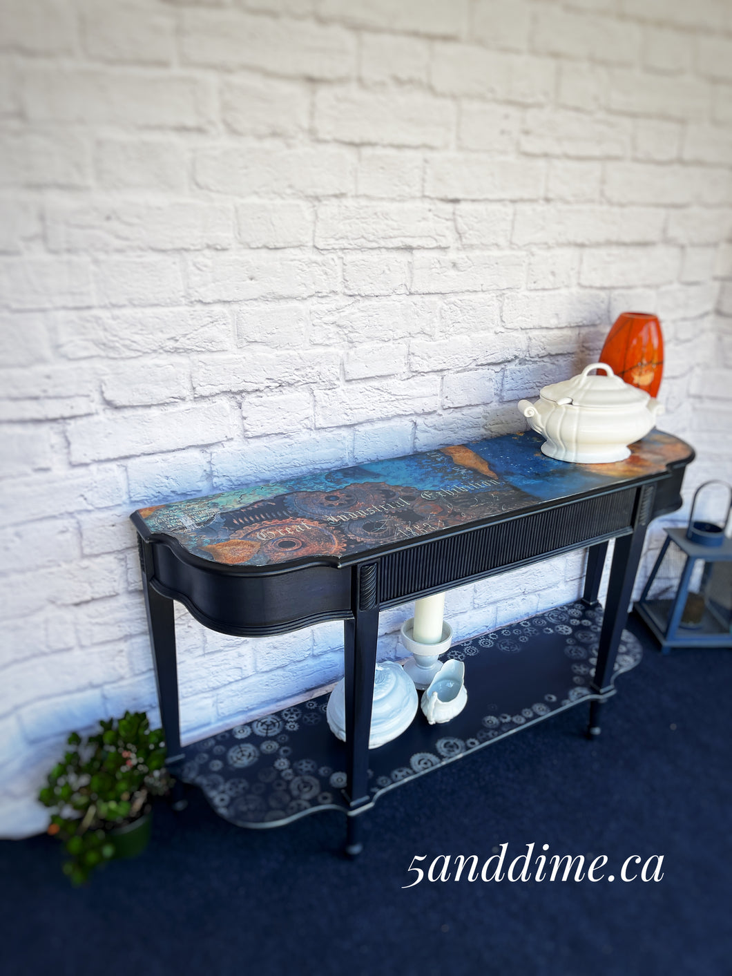 Upcycled Industrial Inspired Sofa/Console Table