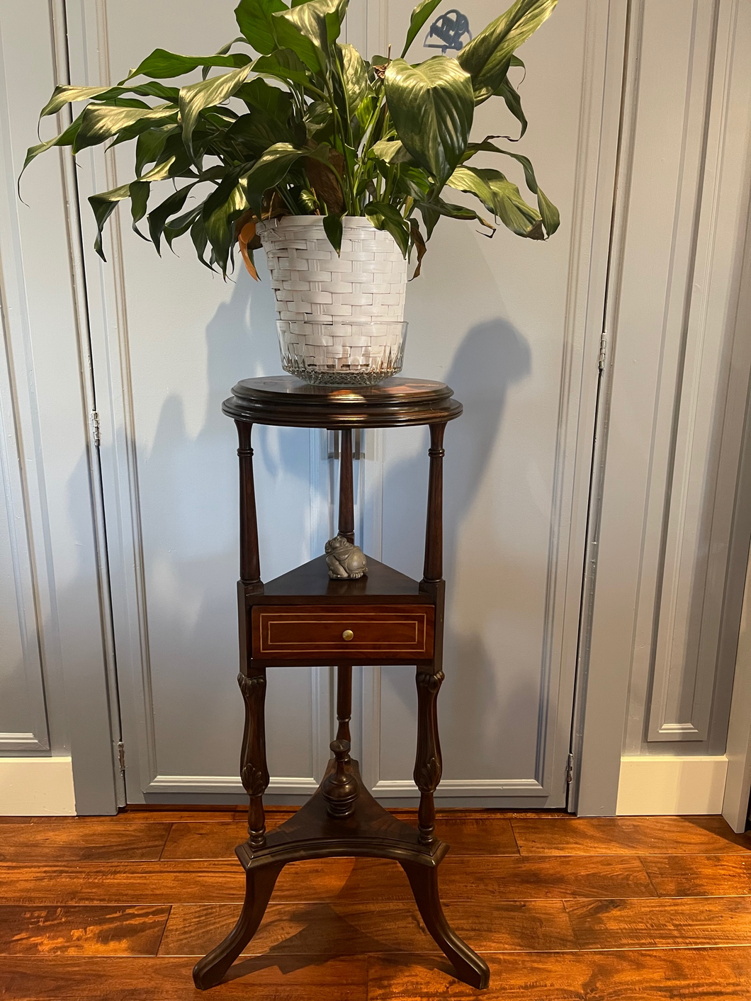 Antique Walnut Candle/Plant Stand